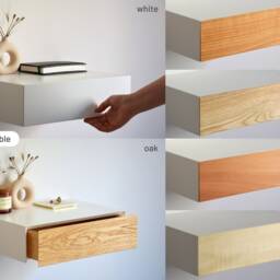 Minimalist Floating Nightstand With Walnut Drawer - Various Sizes Single Or Double - thumbnail 4