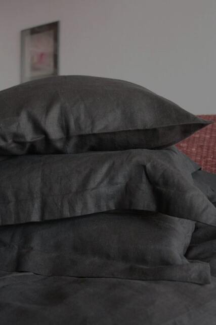 Black Linen Pillowcase in Queen, King - image 1