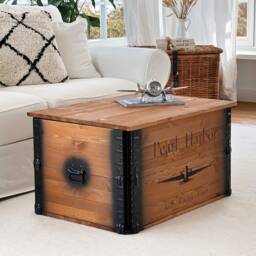 Coffee Table Chest Wooden Box Vintage Shabby Chic - thumbnail 3