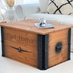 Coffee Table Chest Wooden Box Vintage Shabby Chic - thumbnail 2