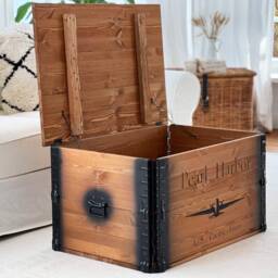 Coffee Table Chest Wooden Box Vintage Shabby Chic - thumbnail 4