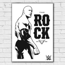 Wwe Print - The Rock Black & White Graphic Poster Wrestling Wall Art - thumbnail 2