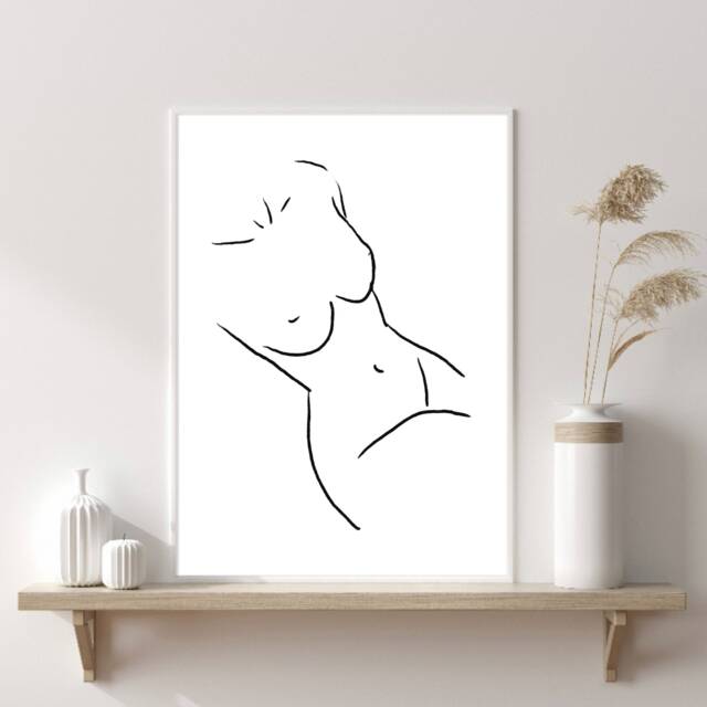Line Art Print, Drawing, Female Body Printable Wall Art, Home Decor Prints, Bedroom Decor, Living Room, Minimalist - image 1