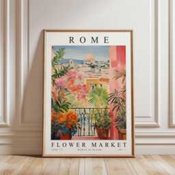 Rome Flower Market Poster Italian Floral Wall Art, Europe Travel Print - thumbnail 3
