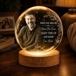 Personalized Dad Memorial Photo Night Light, Custom When You Miss Me Crystal Lamp, Remembrance Sympathy Present For Loss Of Loved One - thumbnail 4