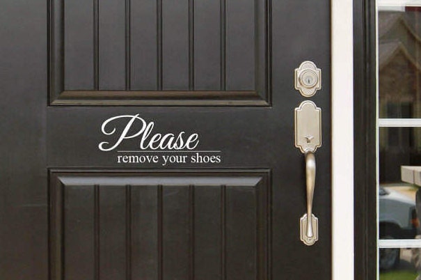 Please Remove Your Shoes Decal Front Door - Entryway Or Wall Vinyl Sticker - Great Gift Idea/Home Decor - image 1