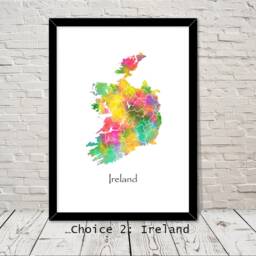 Ireland Print Watercolour Illustration Map Art Abstract Home Decor Giclee Office Wall Room - thumbnail 2