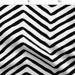 Chevron Curtain Panel - Black & White Monochrome Minimalist Custom Yoruba Herringbone By Willowlanetextiles - thumbnail 4
