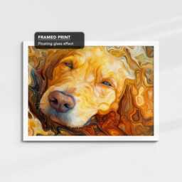 Golden Retriever Swimming Abstract Painting Framed Poster Print & Canvas Wall Decor Art Home Living Room Dog Gift Idea Pet - thumbnail 3