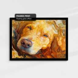 Golden Retriever Swimming Abstract Painting Framed Poster Print & Canvas Wall Decor Art Home Living Room Dog Gift Idea Pet - thumbnail 2