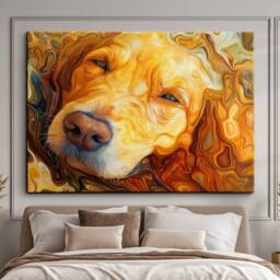 Golden Retriever Swimming Abstract Painting Framed Poster Print & Canvas Wall Decor Art Home Living Room Dog Gift Idea Pet - thumbnail 1