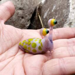 Slug Figurine, Blown Glass Slug, Art Slug, Collection, Glass Miniature, Spotted Sculpture, Insect, Lampwork - thumbnail 4