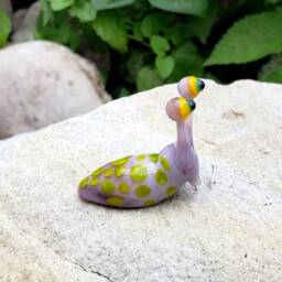 Slug Figurine, Blown Glass Slug, Art Slug, Collection, Glass Miniature, Spotted Sculpture, Insect, Lampwork - thumbnail 3