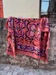 Suzani Quilt Handmade Embroidered Blanket - Bohemian Bed Cover Artisan Textile Home Decor