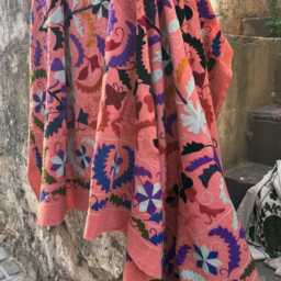 Suzani Quilt Handmade Embroidered Blanket - Bohemian Bed Cover Artisan Textile Home Decor - thumbnail 4