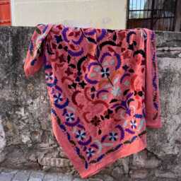 Suzani Quilt Handmade Embroidered Blanket - Bohemian Bed Cover Artisan Textile Home Decor - thumbnail 2