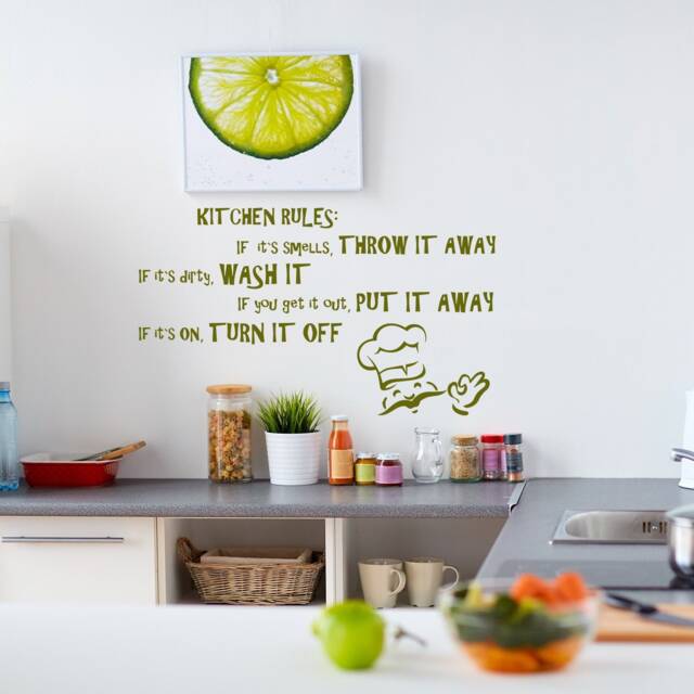 Family Kitchen Rule Quote Wall Sticker - House Art Home Sign Decor Funny Saying Vinyl Decal My Love Word Fridge Refrigerator Mural - image 1