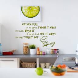 Family Kitchen Rule Quote Wall Sticker - House Art Home Sign Decor Funny Saying Vinyl Decal My Love Word Fridge Refrigerator Mural - thumbnail 1
