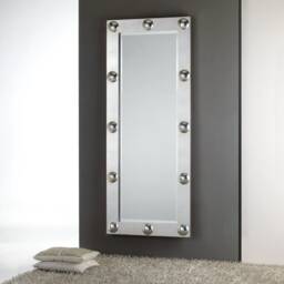 Large Modern Wall Mirror Silver Leaf Design - Made in Italy Full Length Art Deco Mirror For Entryway Bedroom Home Decor #5098 - thumbnail 3
