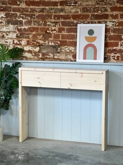 Santi // Unfinished Diy Scandinavian Entryway Console Table/Radiator Cover With False Drawers - image 1