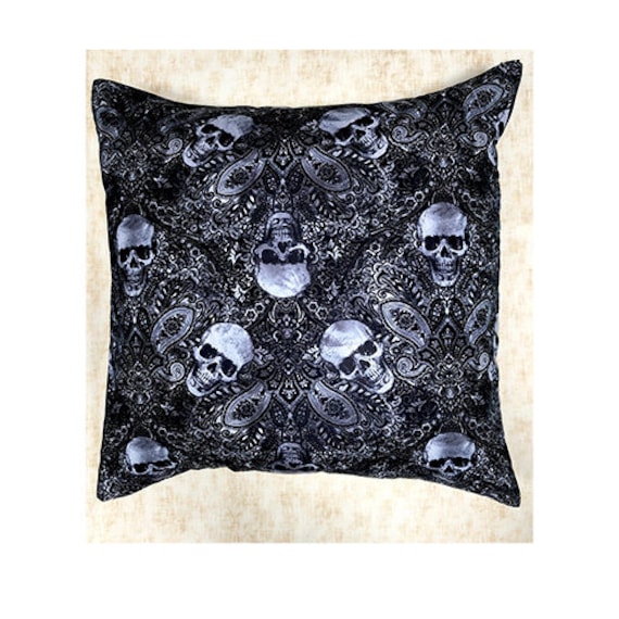 Great Gothic Filigree Skull Fabric Cushion Cover Fits 18 - image 1