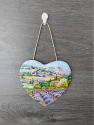 Lavender Fields Slate Heart Plaque Handmade Wall Decor