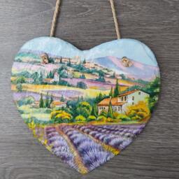 Lavender Fields Slate Heart Plaque Handmade Wall Decor - thumbnail 2