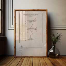 Boeing 737 Patent Print Aviation Art Poster, Pilot Gift - thumbnail 1