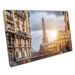 Paris Wall Art Print Cloudy Rainy Day On Parisian Street With Eiffel Tower Home Office Decor - thumbnail 1