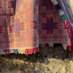 Sustainable Kantha Throw Hand Embroidered Carpet Look Decorative Textile - thumbnail 2
