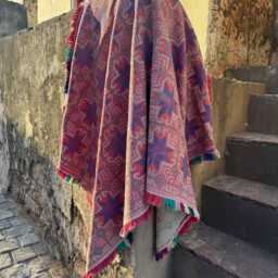 Sustainable Kantha Throw Hand Embroidered Carpet Look Decorative Textile - thumbnail 4