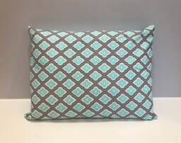 Teal, White & Gray Ogee Print Pillow