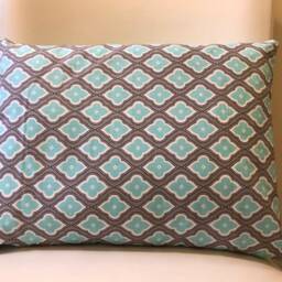 Teal, White & Gray Ogee Print Pillow - thumbnail 2