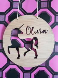 Personalised Unicorn Name Sign For Child's Bedroom Door - Custom Wall Art