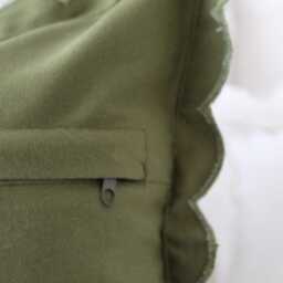 Khaki Green Scalloped Edge Cushion Cover - 45x45 cm Cotton Throw Pillow Neutral Sofa & Decor UK Home Accent - thumbnail 3