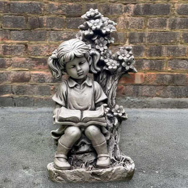 Girl Reading Book Statue Concrete Sculpture Garden Child Figure Cement Ornament Outdoor Decor Lover Gift For Yard - image 1