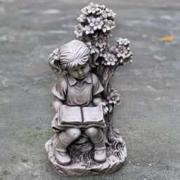 Girl Reading Book Statue Concrete Sculpture Garden Child Figure Cement Ornament Outdoor Decor Lover Gift For Yard - thumbnail 4