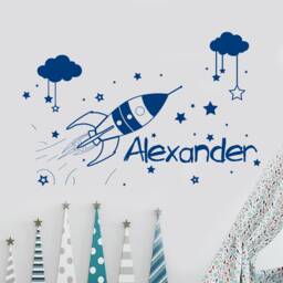 Name Wall Decal, Rocket Decal, Space Nursery Decor, Decor Boy, Boy Room Art, Decal For Nursery, Sticker, Mm32 - thumbnail 1