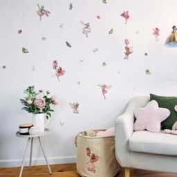 Pink Flower Fairies Wall Stickers Decor Children Room Nursery Fairy Decal - thumbnail 2
