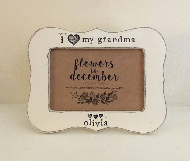 Personalized Grandma Picture Frame Hand Stamped Vintage Style - image 1