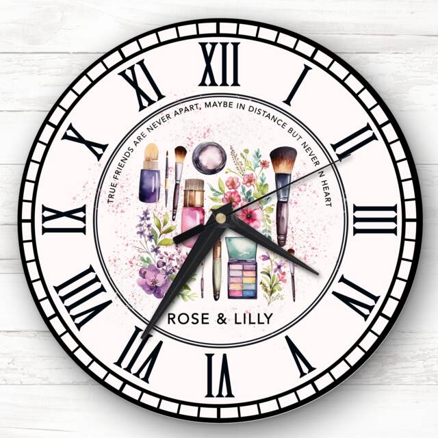Watercolour Makeup True Friends Personalised Gift Clock - image 1