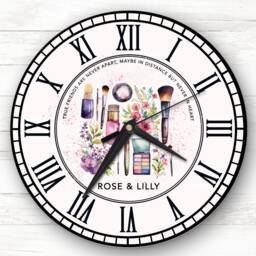Watercolour Makeup True Friends Personalised Gift Clock - thumbnail 1
