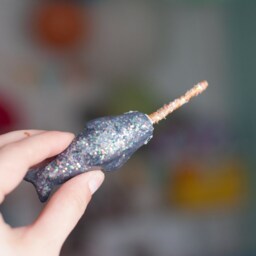 Sparkly Narwhal Figurine Iridescent Glitter, Wire Tusk - thumbnail 2