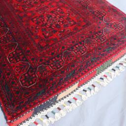 20 Ft Extra Long Runner Rug, Red Afghan Hand Knotted Veg Dyes Wool Oriental Runner, Hallway Turkmen Tribal Bukhara Carpet - thumbnail 3