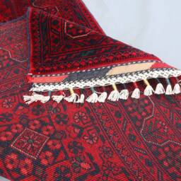 20 Ft Extra Long Runner Rug, Red Afghan Hand Knotted Veg Dyes Wool Oriental Runner, Hallway Turkmen Tribal Bukhara Carpet - thumbnail 4