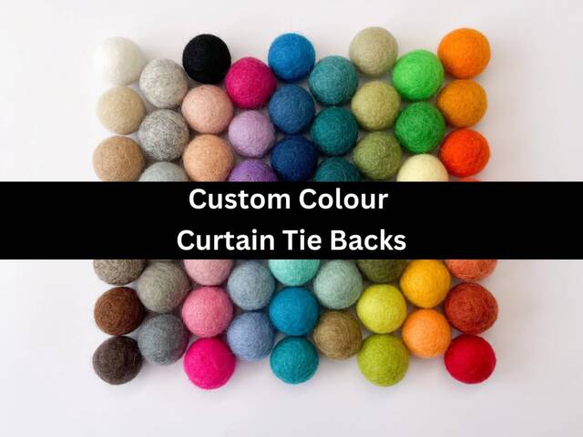 Custom Colour Felt Ball Curtain Tie Backs - Pom Hold Design Your Own Ties Nursery Decor Baby Gift Colourful Pull - image 1