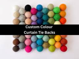 Custom Colour Felt Ball Curtain Tie Backs - Pom Hold Design Your Own Ties Nursery Decor Baby Gift Colourful Pull - thumbnail 1