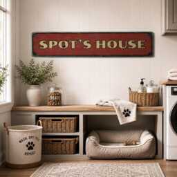 Dog Name Sign, Personalized Pet House Wood Decor, Custom Rustic Wall Plaque For The Kennel, Crate Corner Or Mudroom, New Puppy Gift