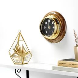 Tabic Prestige Handmade Brass Moon Phase Clock With A Jet Black Dial Mounted On Solid English Oak Mount - thumbnail 2