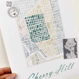 Cherry Hill Seattle Neighborhood Map Watercolor Print Washington City Block Plan - Art Print Central Wall Local Realtor Gift - thumbnail 2